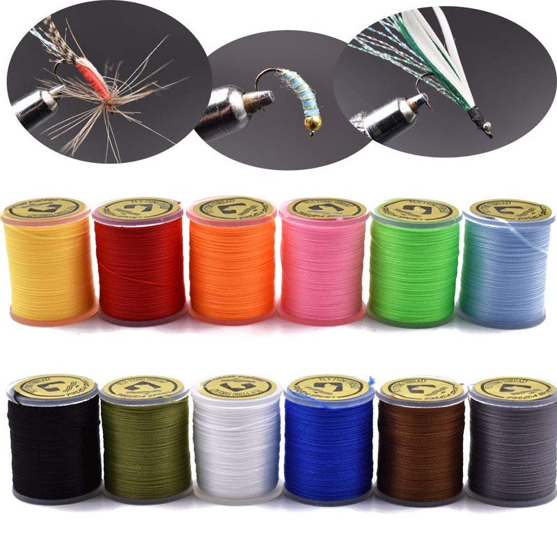 PHECDA PROFLY 12/16 Colors 3/0 6/0 Fly Tying Thread Series Fly Tying Materials (12 Colors 200D Elastic Thread) - Image 1